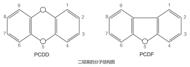 二噁英的分子结构图